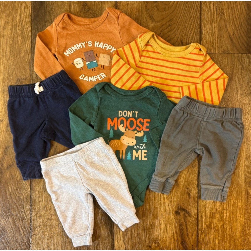 Carter's Baby Boy Newborn Basics Outfits Shirts Pants Bodysuits Camper Moose
